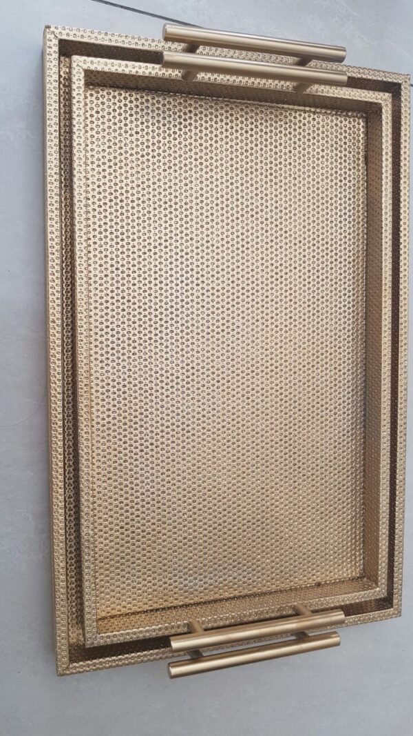 2PC BLING LEATHERETTE TRAY SET