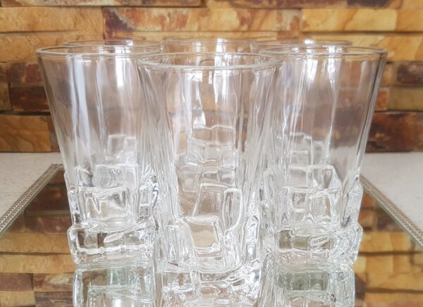 6PC GLASS TUMBLER SET BLOCKS DESIGN BASE - Image 2