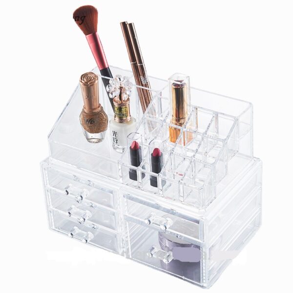 CLEAR COSMETIC ORGANIZER & STORAGE BOX WITH DRAWS AND GRID - Image 5