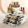 CLEAR COSMETIC ORGANIZER & STORAGE BOX WITH DRAWS AND GRID - Image 6