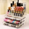 CLEAR COSMETIC ORGANIZER & STORAGE BOX WITH DRAWS AND GRID - Image 2