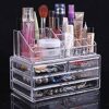CLEAR COSMETIC ORGANIZER & STORAGE BOX WITH DRAWS AND GRID