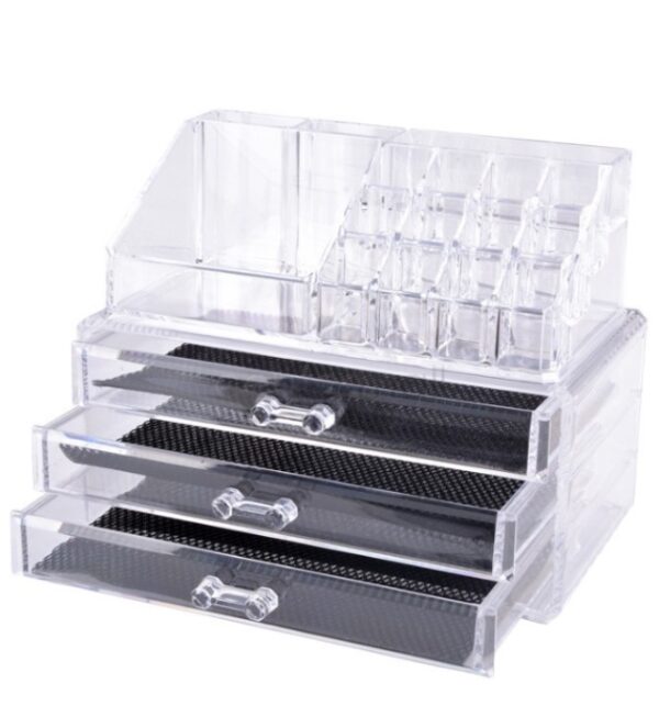 CLEAR COSMETIC ORGANIZER & STORAGE BOX WITH DRAWS AND GRID - Image 9