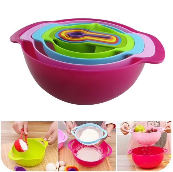 MULTI COLOUR 10PCS MIXING BOWL SET
