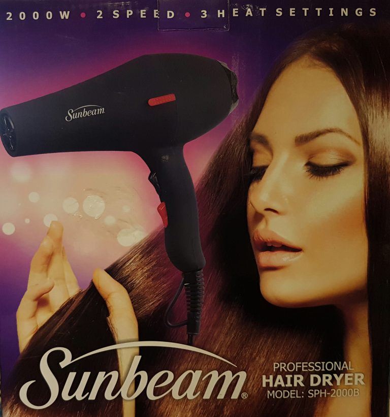 SUNBEAM 2000W PROFESSIONAL HAIR DRYER (BLACK COLOUR) SPH2000B Home Worth