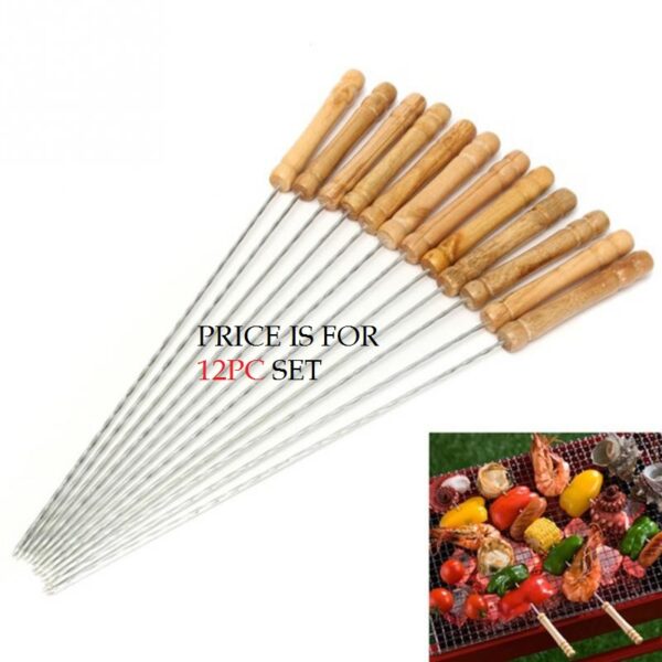 BBQ SKEWERS 12PC WOODEN HANDLE