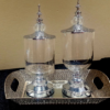 FANCY FOOTED GLASS CANDY JAR WITH LID (SOLD INDIVIDUALLY)