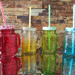 SET OF4 MASON JARS COLOURFUL