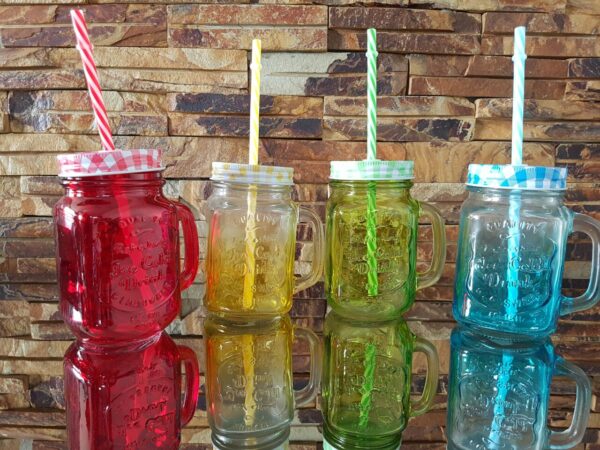 SET OF4 MASON JARS COLOURFUL