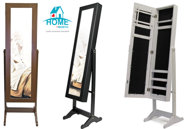 FINE LIVING FULL LENGTH DRESSING JEWELLERY ORGANIZER CABINET WITH MIRROR