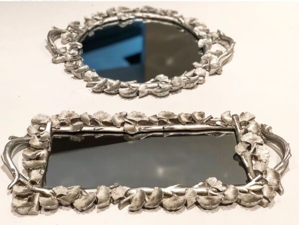 PEWTER TRAY WITH MIRROR