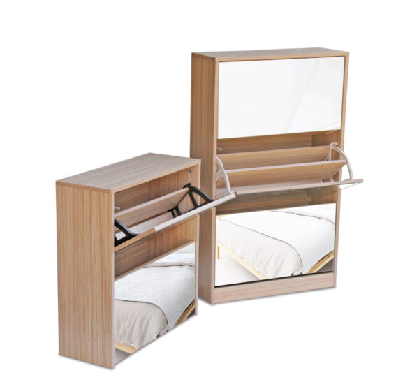 FIVE DOOR DOUBLE CAPACITY MIRROR SHOE CABINET - FINE LIVING - Image 3
