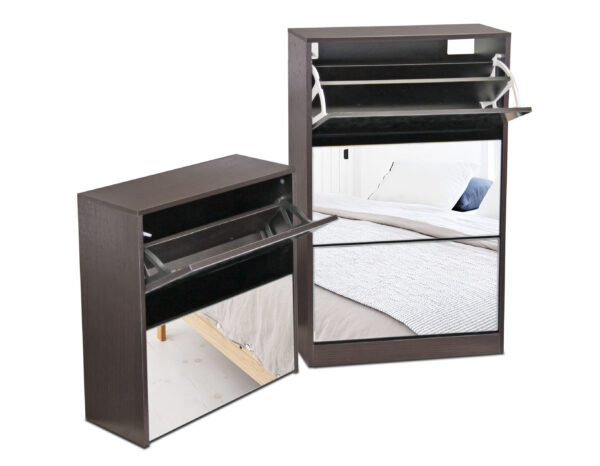 FIVE DOOR DOUBLE CAPACITY MIRROR SHOE CABINET - FINE LIVING - Image 5