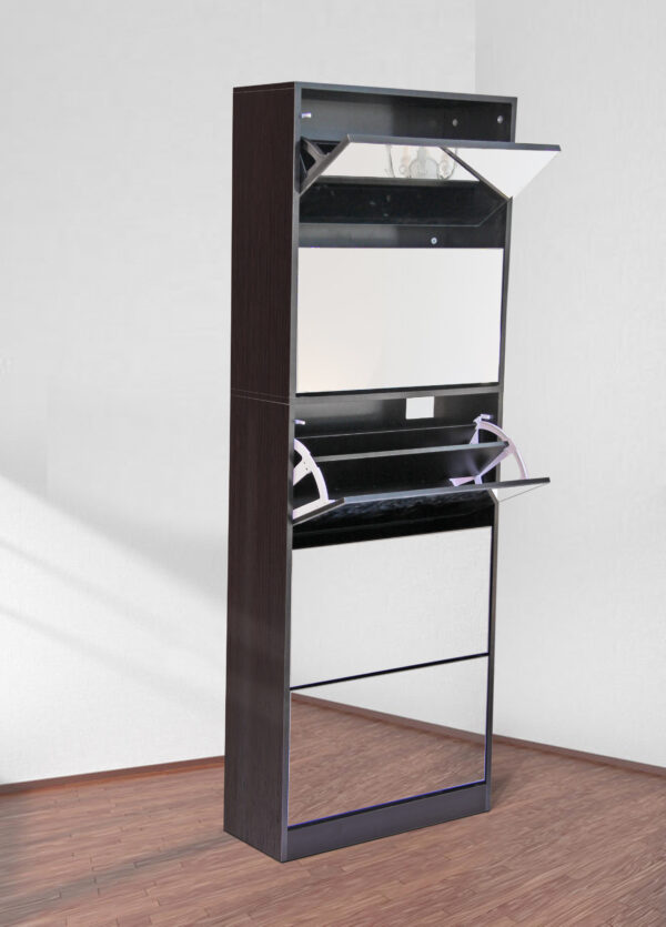 FIVE DOOR DOUBLE CAPACITY MIRROR SHOE CABINET - FINE LIVING - Image 6