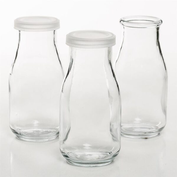 6PC MINI MILK BOTTLES WITH SNAP ON LID