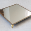 MIRROR TRAY WITH PEDESTALS AND DIAMANTE BORDER