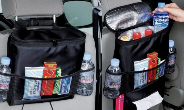 CAR SEAT ORGANIZER WITH COOLER BAG