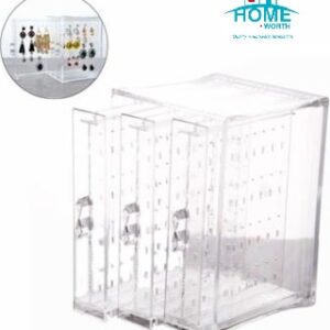 ACRYLIC JEWELRY STORAGE BOX EARRING DISPLAY STAND ORGANIZER HOLDER WITH 3 VERTICAL DRAWERS
