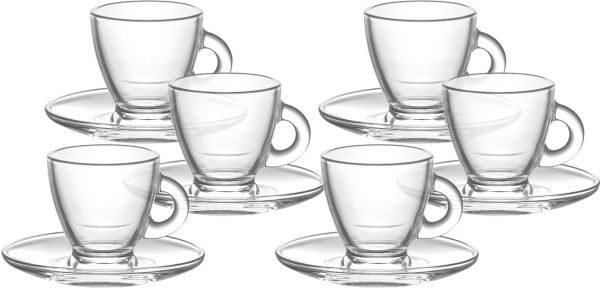 LAV 12PC ROMA GLASS CUP & SAUCER SET - ROM410 ROM275 - Image 2