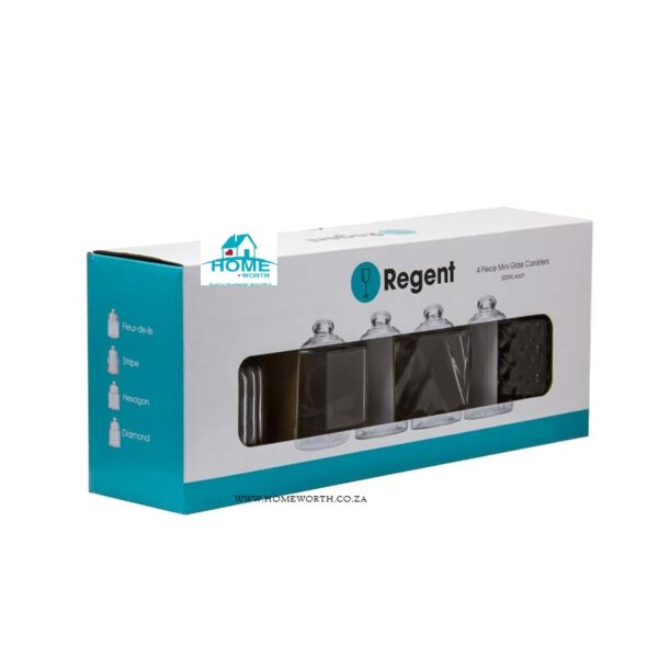 REGENT MINI CANISTERS WITH ASSORTED DESIGNS - 4 PIECE SET (300ML)