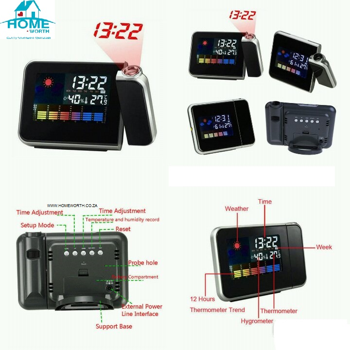 COLOR SCREEN CALENDAR DIGITAL PROJECTOR ALARM CLOCK Home Worth