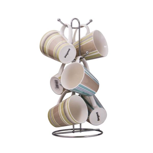 REGENT MUG TREE WITH 6 NEW BONE CHINA MUG SET