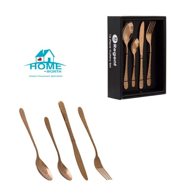 REGENT RICHMOND STAINLESS STEEL ROSE GOLD 16 PIECE CUTLERY SET