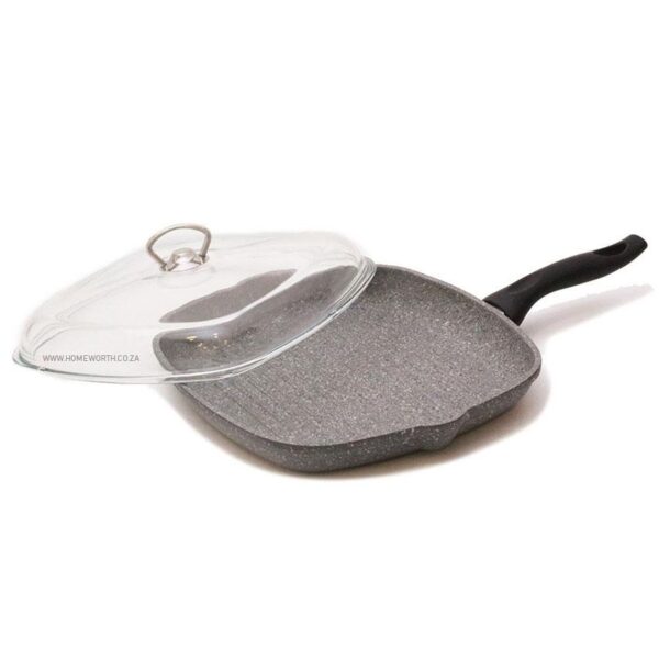 FALEZ 1.8LT CAST ALU GRILL PAN WITH HIGH DOOM LID - GREY GRANITEC