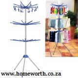 DRYING RACK LAUNDRY WITH CLIPS PORTABLE FOLDING CIRCULAR ROTATION 3 TIER TRIPOD-STAINLESS STEEL TOWEL RACK