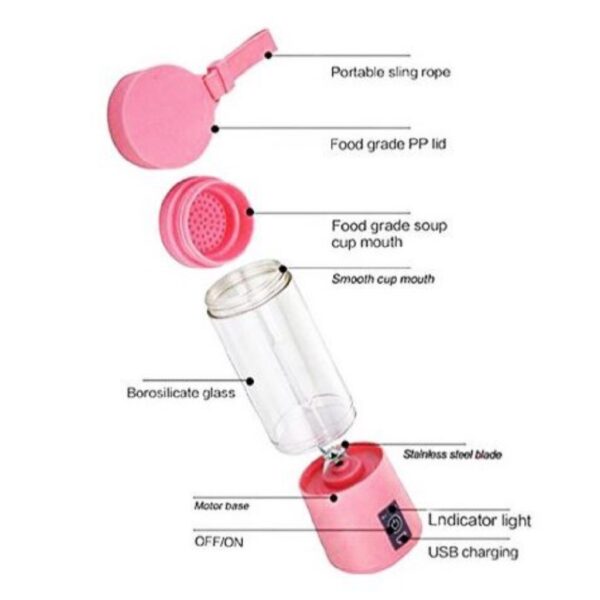 PORTABLE AND RECHARGEABLE BATTERY JUICE BLENDER - USB BLENDER 380ML - Image 4
