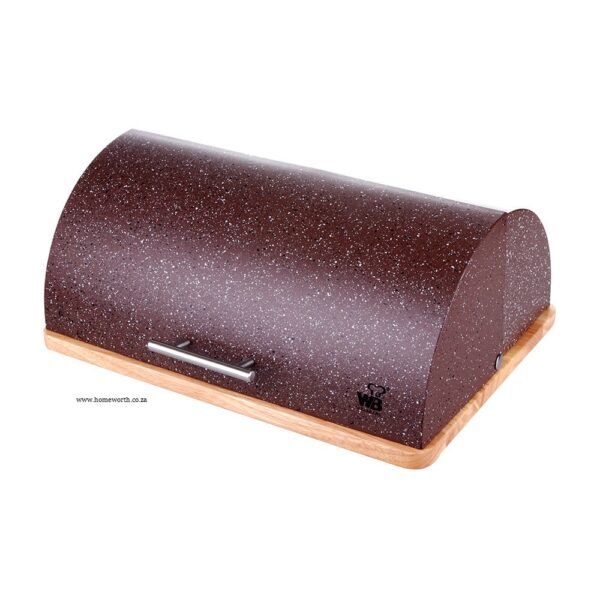 BREAD BIN WOODEN BASE GRANITE FINISH - BROWN