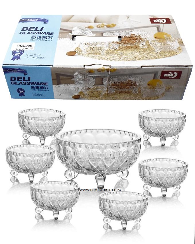 DESSERT GLASS BOWL SET 7PC DELI GLASSWARE Home Worth
