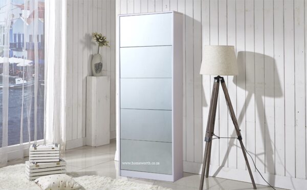5 DOOR MIRROR SHOE CABINET