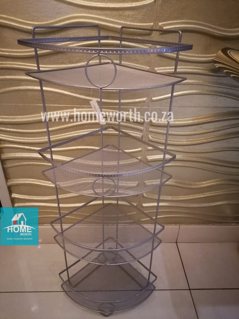 4 TIER CORNER STORAGE RACK – GREY COATED