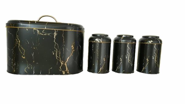 BREADBIN BLACK COLOR WITH 3PCS CANISTER – MARBLE TOUCH - BLACK