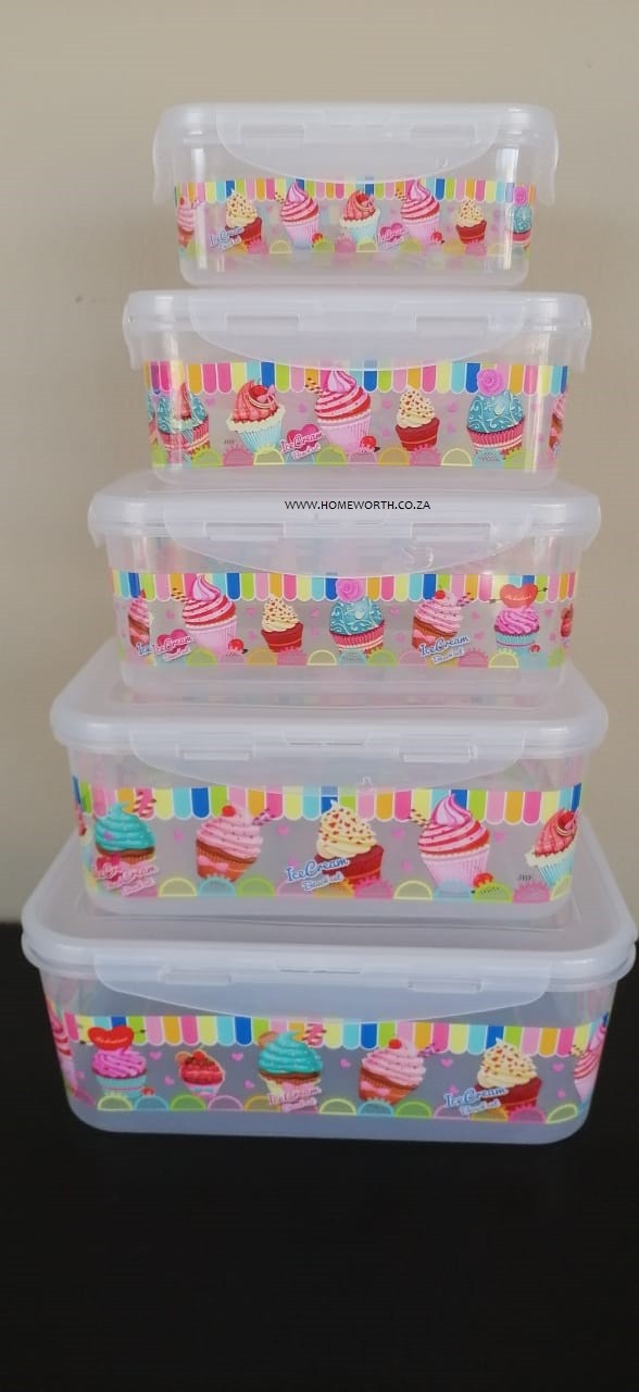 5PC STORAGE CONTAINER SET – CUP CAKE DESIGN
