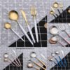 24 Piece Stainless Steel Cutlery Set | Grey/Gold - Image 2