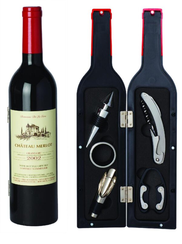 WINE BOTTLE 5PC ACCESSORIES SET - CHATEAU MERLOT