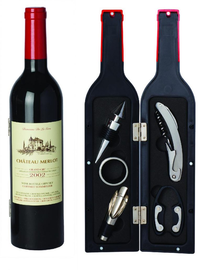 WINE BOTTLE 5PC ACCESSORIES SET CHATEAU MERLOT Home Worth